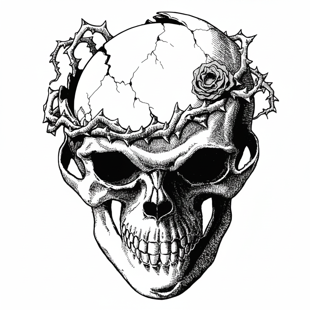 Gothic Skull White Background